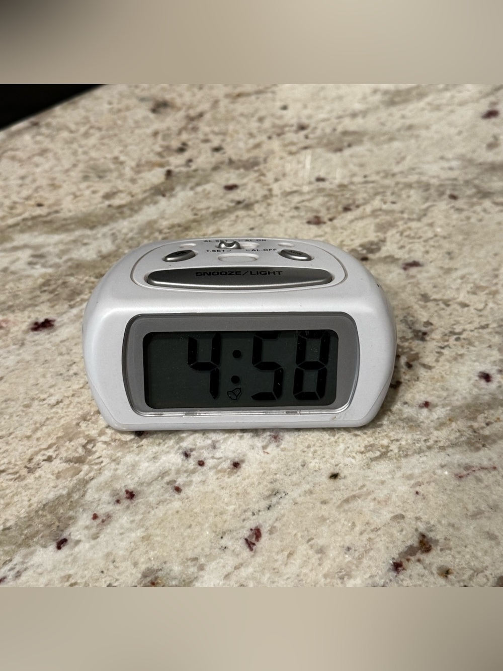 Compact White Snooze/Light Digital Alarm Clock